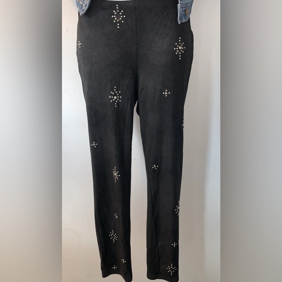 Free People “Star Stud” Embellished Skinny Faux Suede Pants - Picture 3 of 4